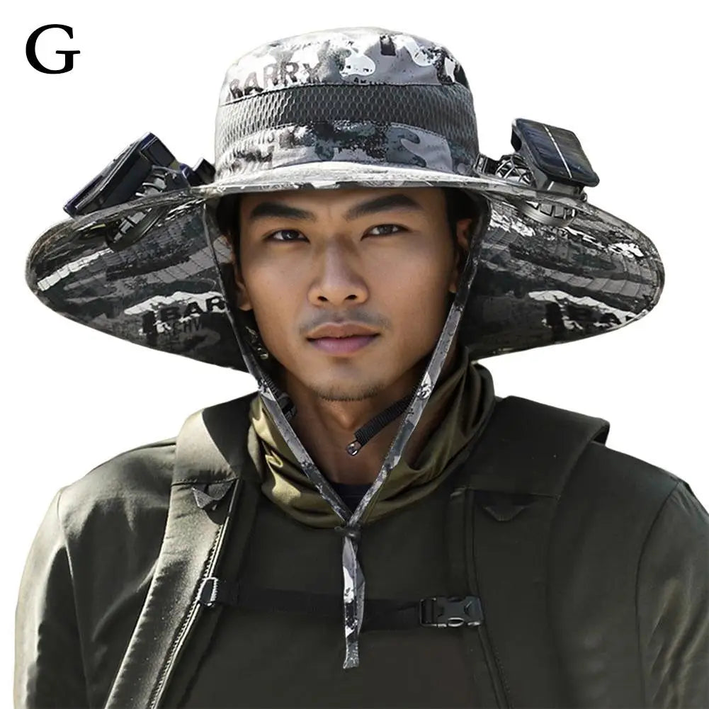 Solar Fan Hat for Camping, Fishing & Hiking | UV Protection Cap - FitZone360
