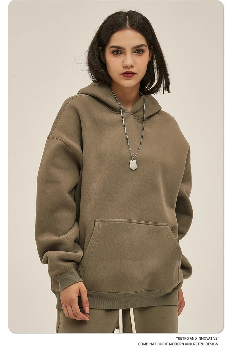 Fleece Hooded Sweatshirt | Unisex Oversized Winter Hoodie Pullover