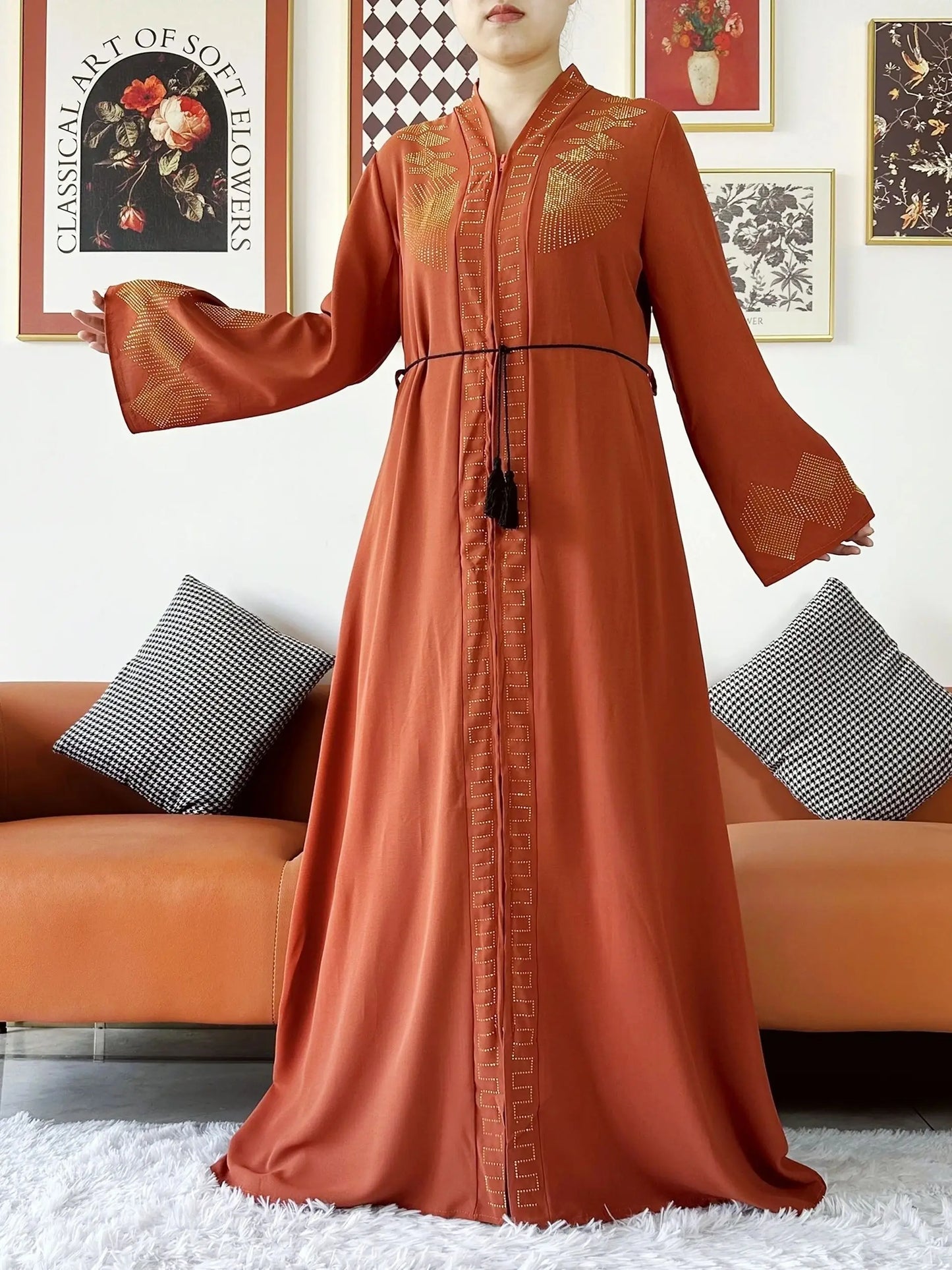 Elegant Chiffon Open Abaya with Zipper | Modest Muslim Women's Dress - FitZone360
