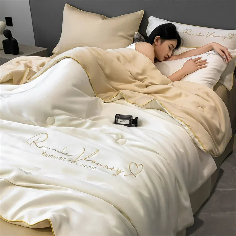 Air Conditioning Blanket | Premium Washable Ice Silk Summer Quilt Set