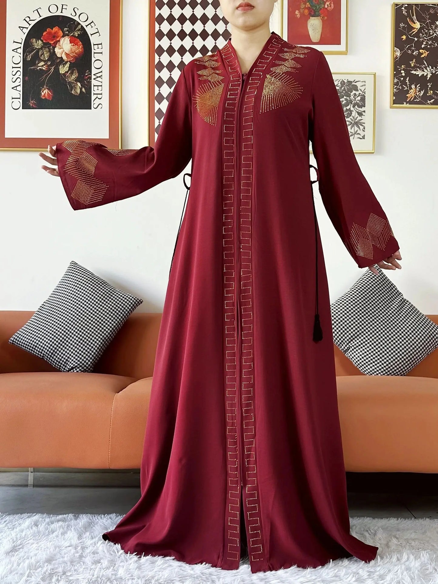 Elegant Chiffon Open Abaya with Zipper | Modest Muslim Women's Dress - FitZone360