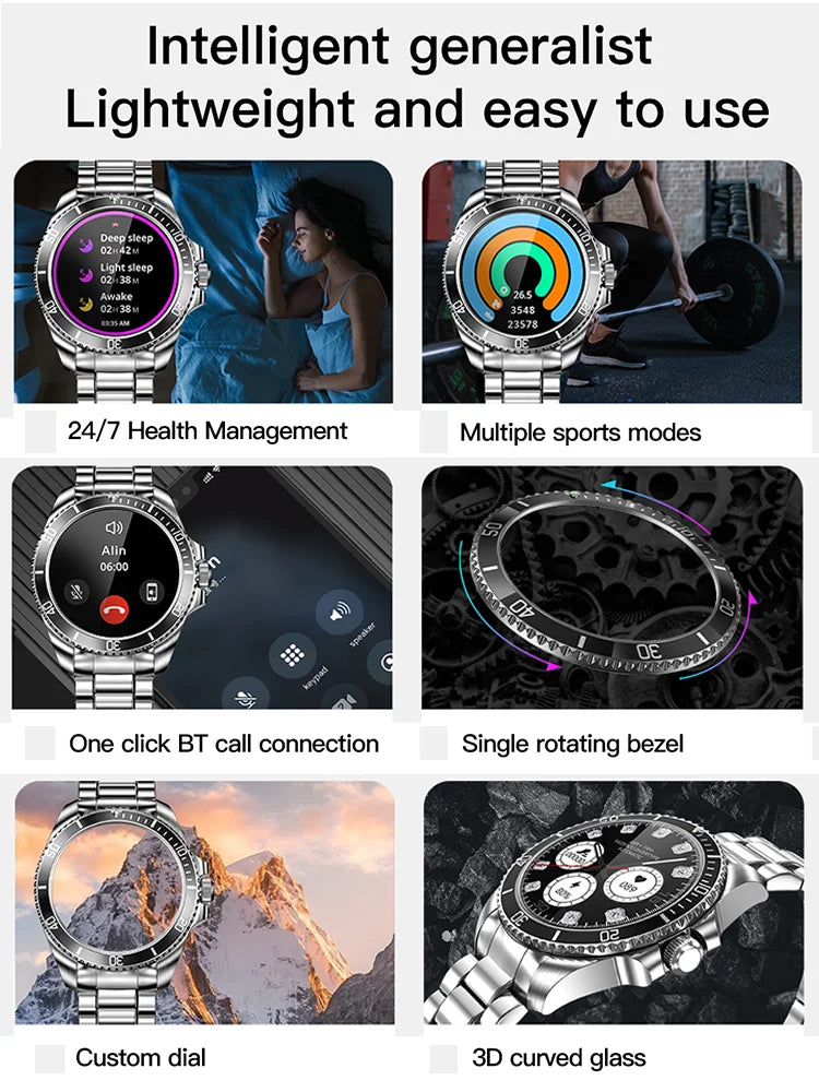 Smartwatch Luxury Rolex-Inspired | 1.43" HD AMOLED, GPS, Bluetooth Call, Health & Fitness Tracker for iOS & Android ⌚🌐 - FitZone360