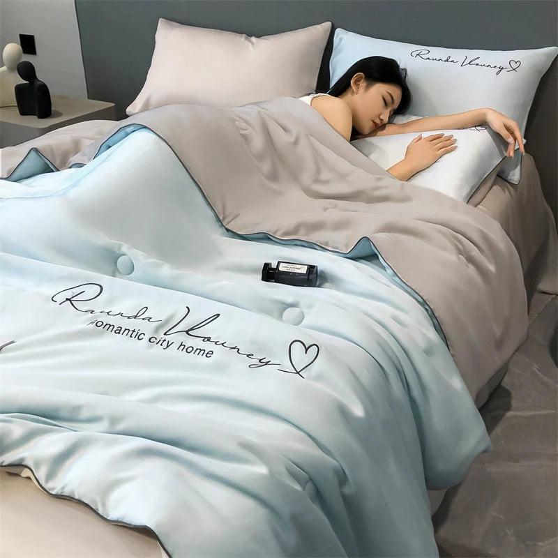Air Conditioning Blanket | Premium Washable Ice Silk Summer Quilt Set - FitZone360