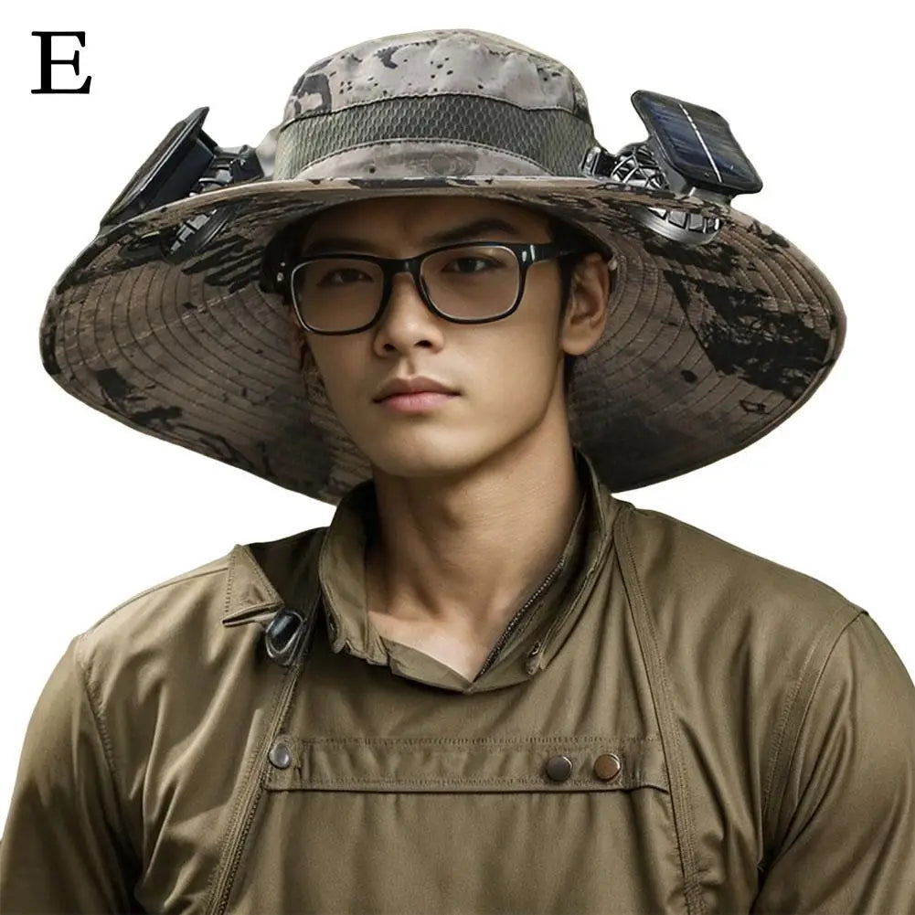 Solar Fan Hat for Camping, Fishing & Hiking | UV Protection Cap - FitZone360