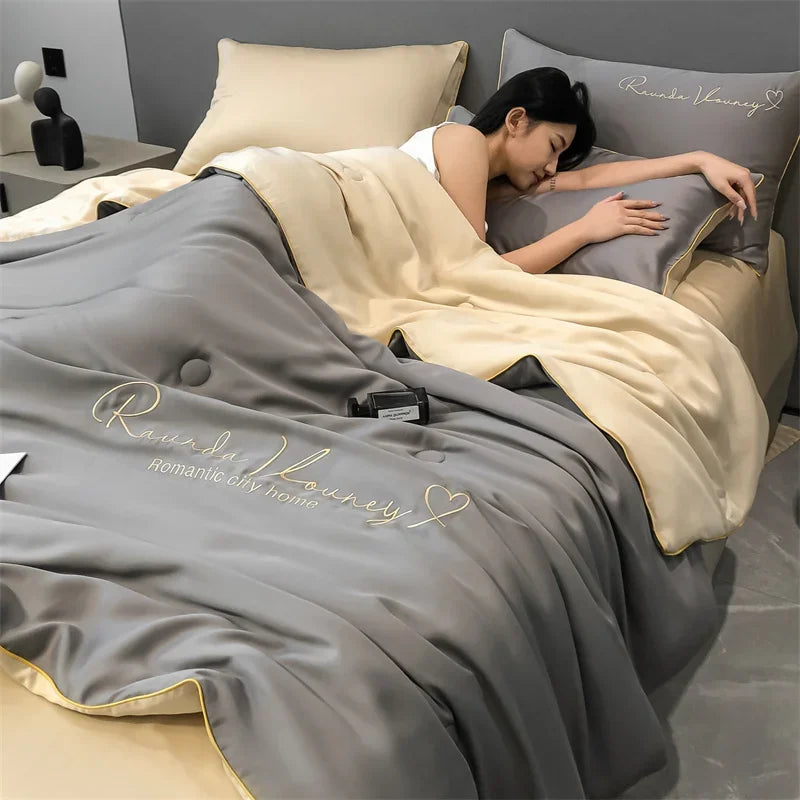 Air Conditioning Blanket | Premium Washable Ice Silk Summer Quilt Set