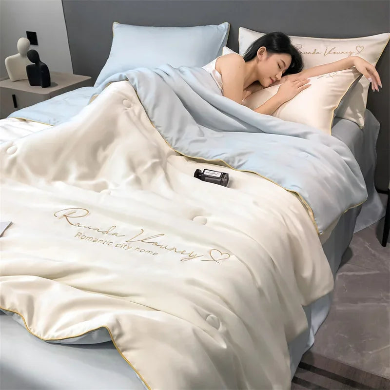Air Conditioning Blanket | Premium Washable Ice Silk Summer Quilt Set