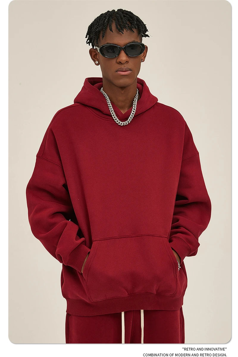 Fleece Hooded Sweatshirt | Unisex Oversized Winter Hoodie Pullover - FitZone360