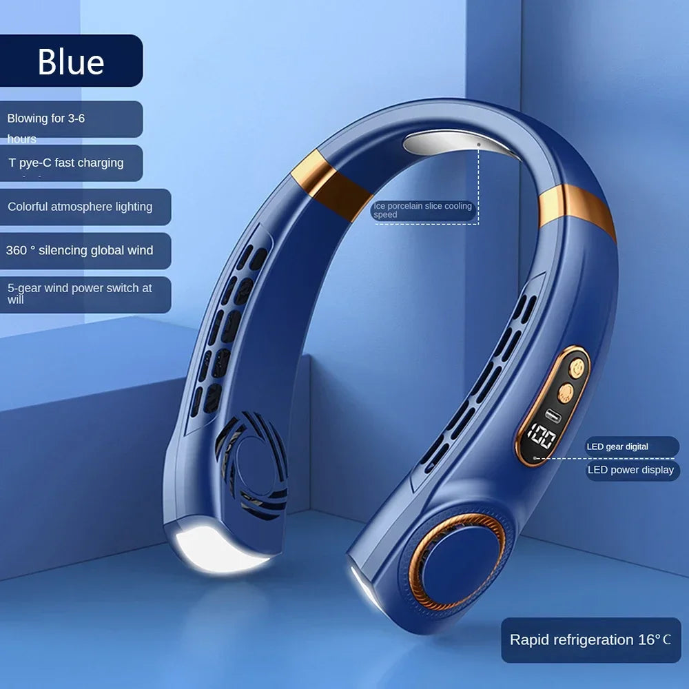 Mini Hanging Neck Fan | Portable USB Rechargeable Air Cooler with Digital Display - FitZone360
