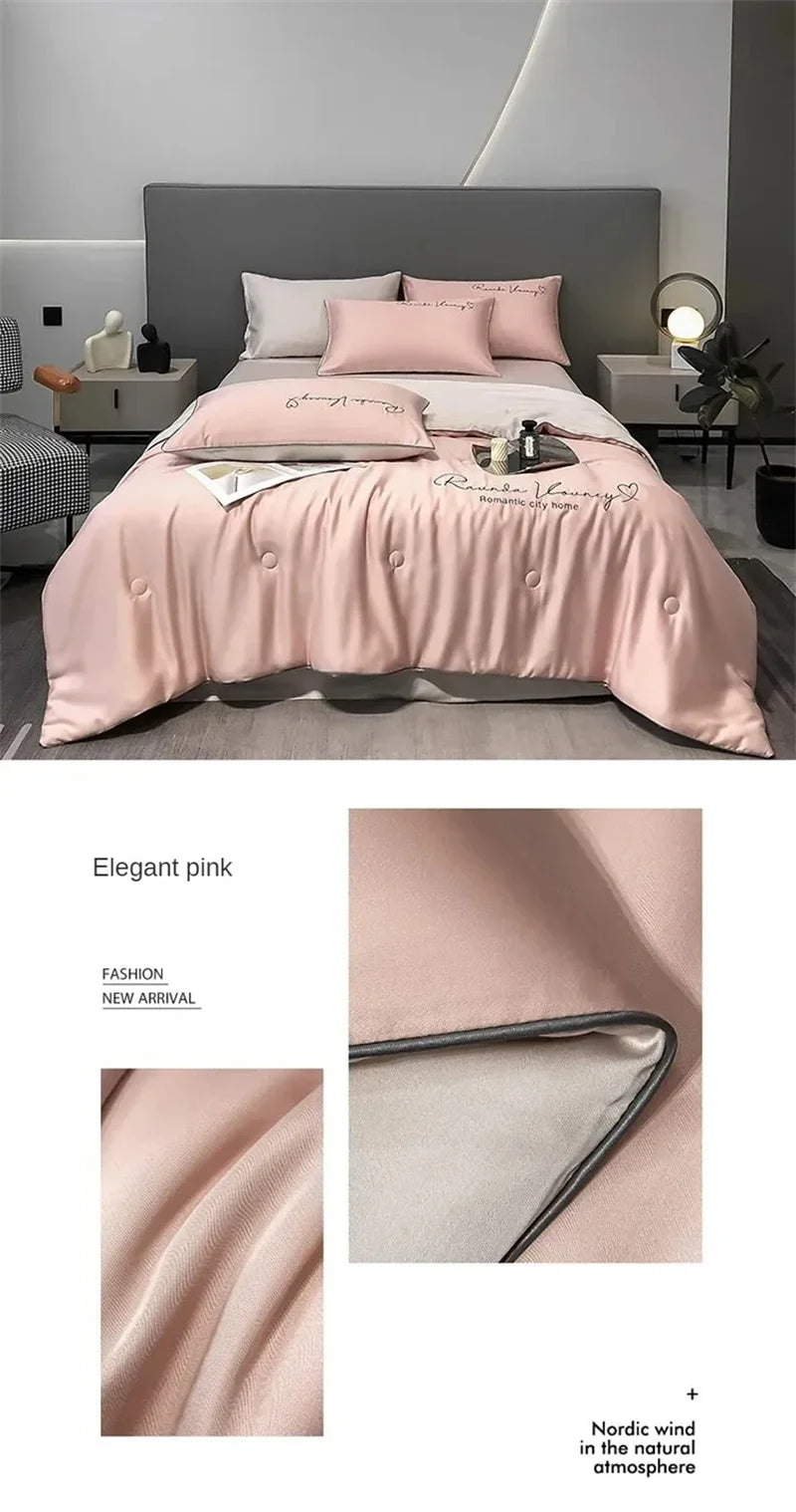 Air Conditioning Blanket | Premium Washable Ice Silk Summer Quilt Set