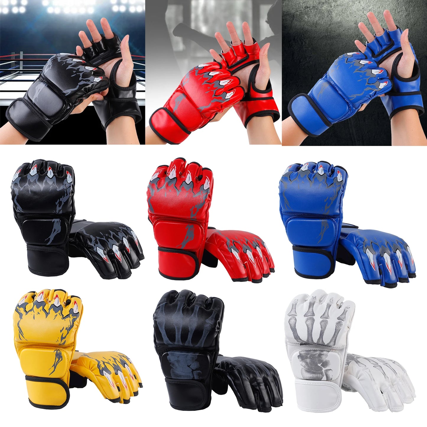 MMA 4oz Boxing UFC Style Mixed Martial Arts Gloves for Men/Women/Kids - FitZone360