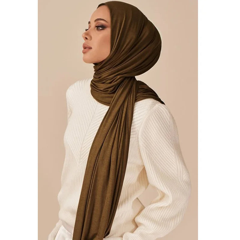 🌙 Soft Modal Cotton Jersey Hijab Scarf – 170x60cm - FitZone360