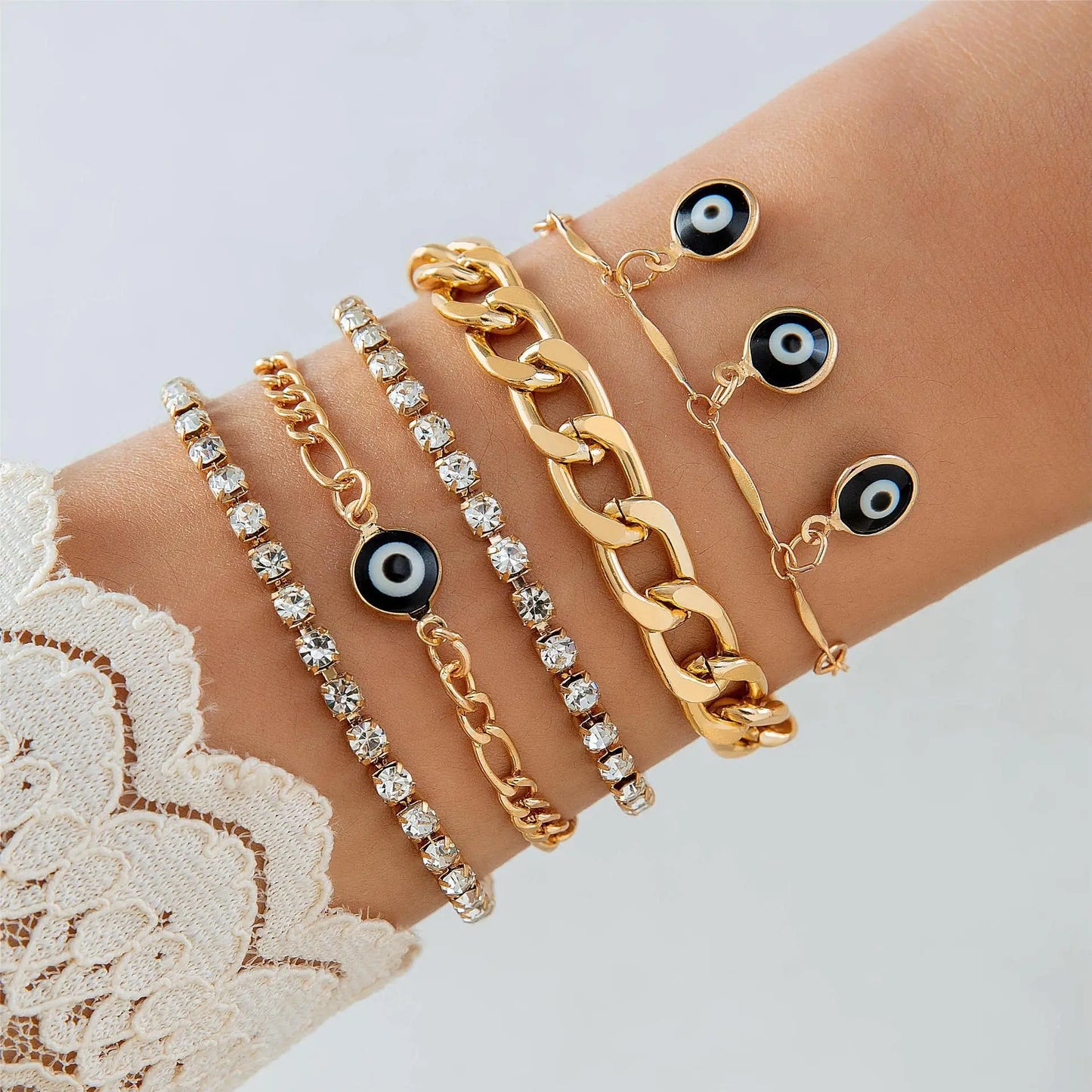 Vintage Turkish Evil Eye Beaded Stacking Bracelet Set | Lucky Multi-Layer Jewelry for Women & Men, Gift Idea - FitZone360