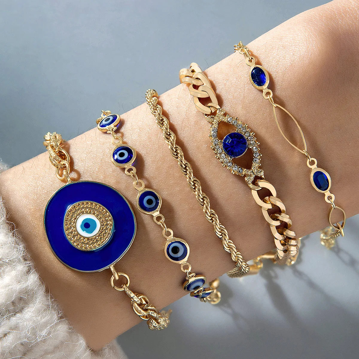 Vintage Turkish Evil Eye Beaded Stacking Bracelet Set | Lucky Multi-Layer Jewelry for Women & Men, Gift Idea - FitZone360
