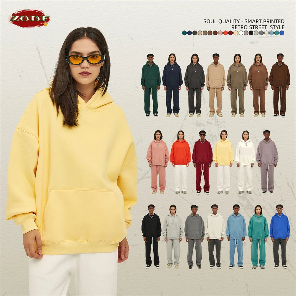 Fleece Hooded Sweatshirt | Unisex Oversized Winter Hoodie Pullover - FitZone360