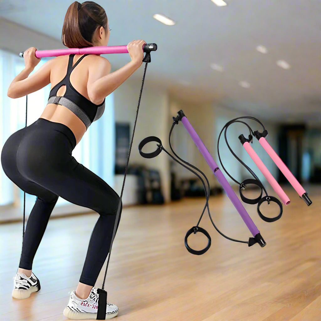 Yoga Pilates Bar with Resistance Bands | Full-Body Workout for Strength, Toning & Stretching - FitZone360