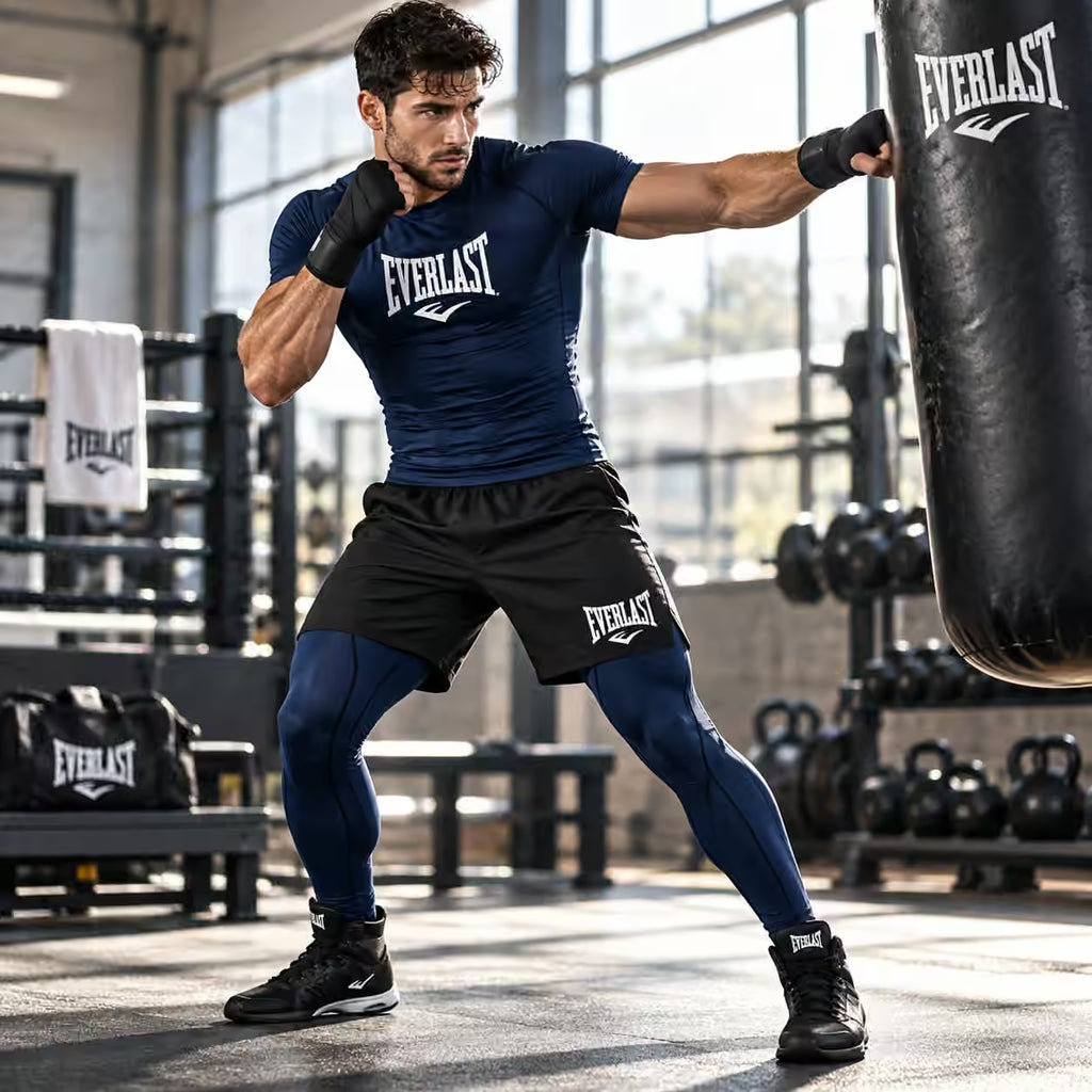 Everlast 3 Piece MMA Compression Rash Guard Training Set – T-Shirt, Shorts & Leggings