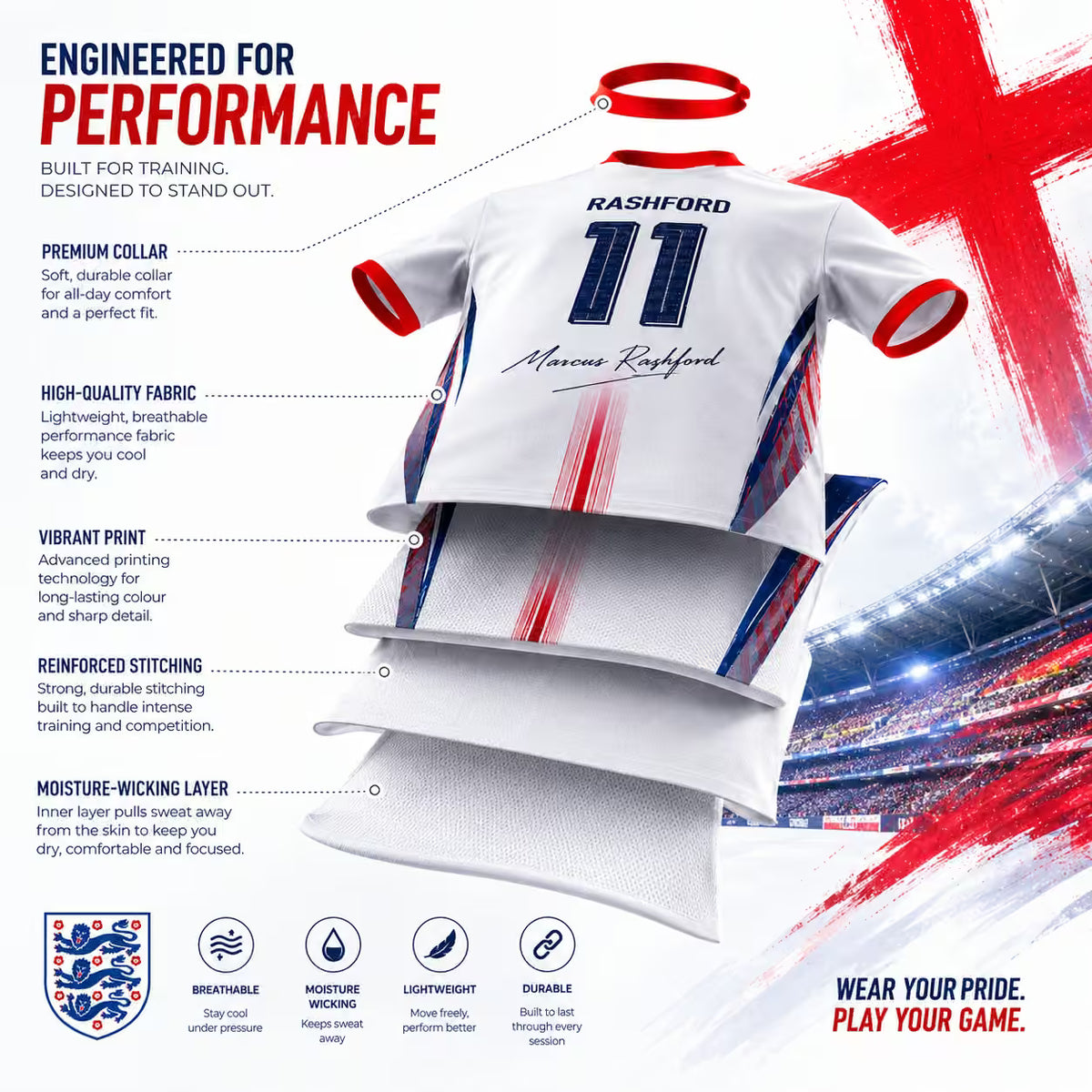 2026 England-Inspired Football Fan Shirt