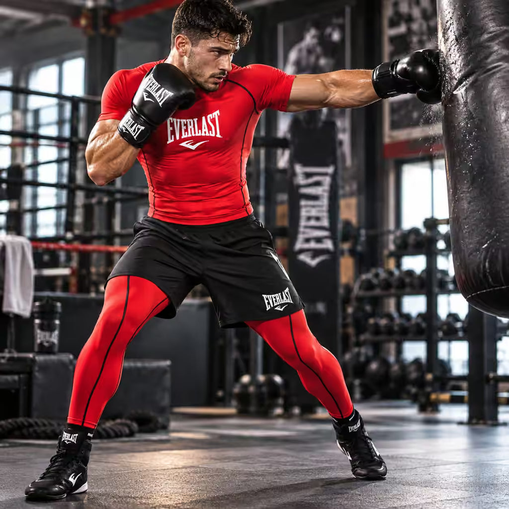 Everlast 3 Piece MMA Compression Rash Guard Training Set – T-Shirt, Shorts & Leggings