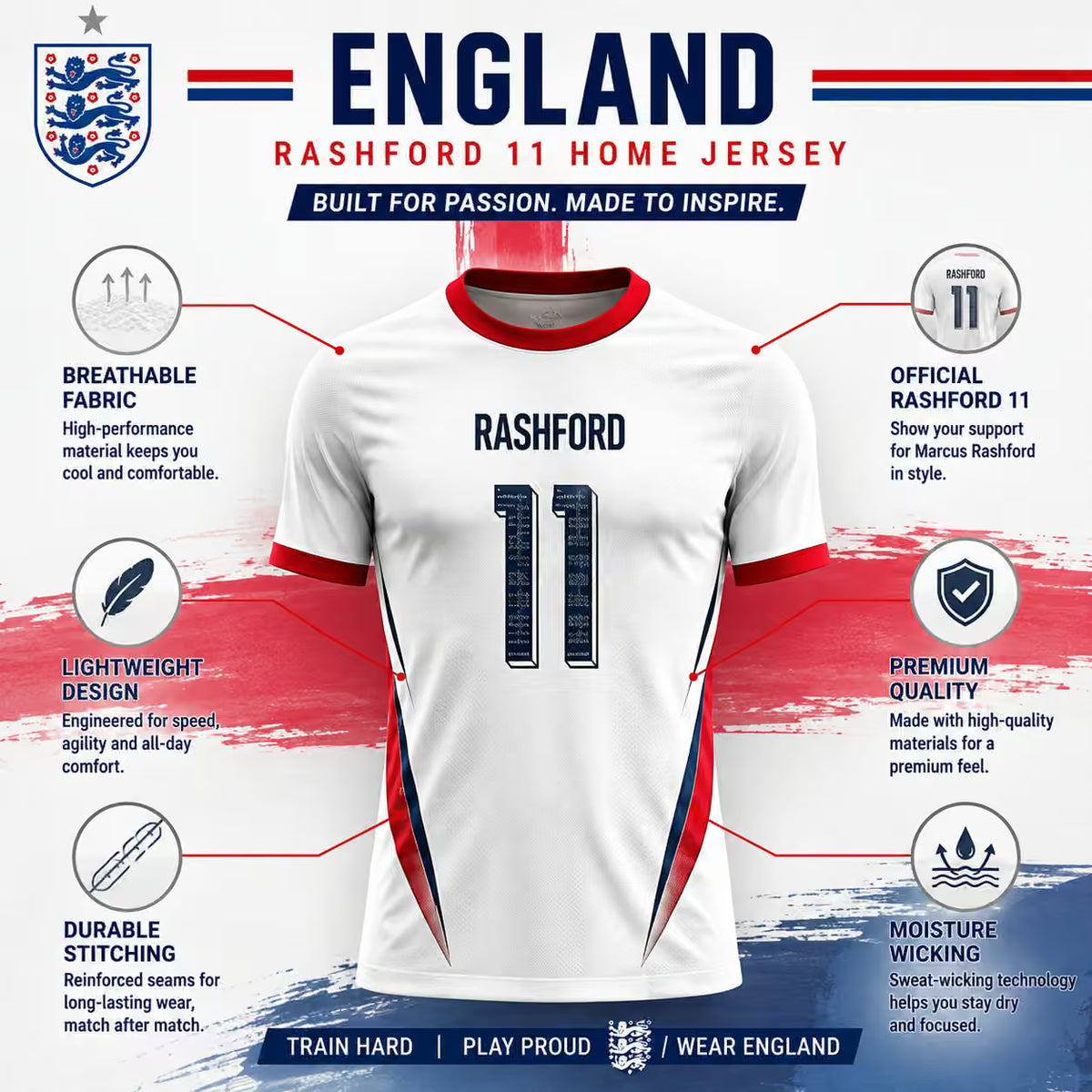 2026 England-Inspired Football Fan Shirt