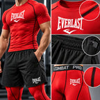 Everlast 3 Piece MMA Compression Rash Guard Training Set – T-Shirt, Shorts & Leggings
