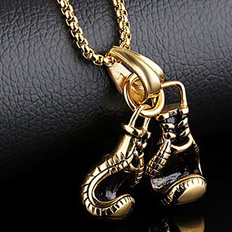 Vintage Boxing Gloves | Titanium Gold Plated Necklace