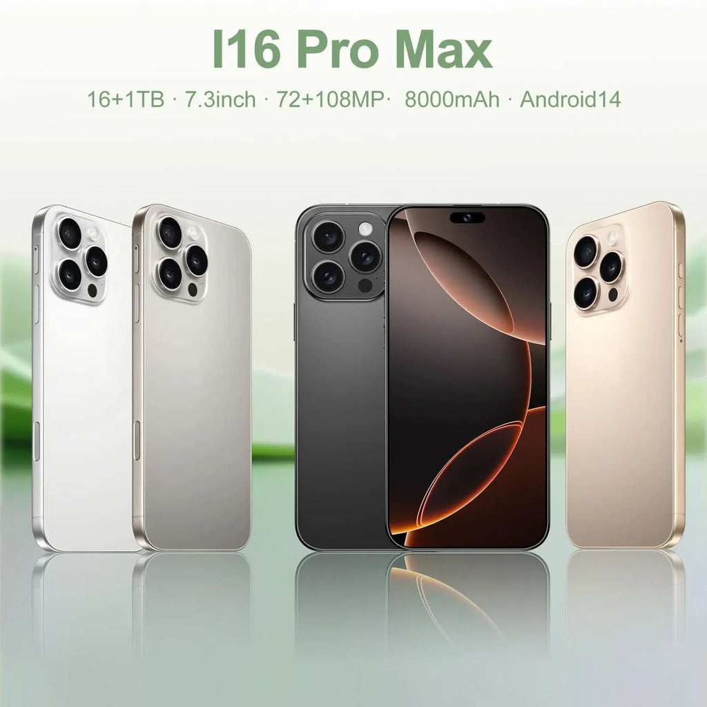 16 Pro Max 7.3" HD 5G Smartphone | Global Android 14 Mobile Phone with Dual SIM, 8000mAh Battery, Unlocked 4G/5G Cellphone - FitZone360