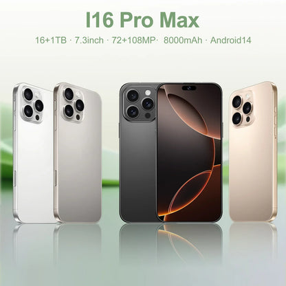 I16 Pro Max 7.3" HD 5G Smartphone | Global Android 14 Mobile Phone with Dual SIM, 8000mAh Battery, Unlocked 4G/5G Cellphone - FitZone360