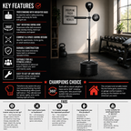 Freestanding Reflex Punch Ball | 360° Spinning Boxing Trainer for Home & Gym Workouts - FitZone360