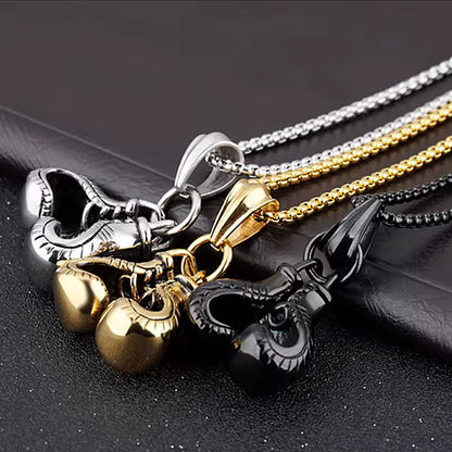 Vintage Boxing Gloves | Titanium Gold Plated Necklace