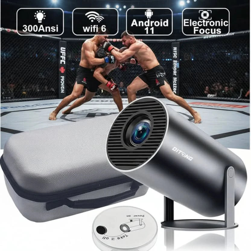 4K Mini Projector | Watch and LEARN From Your Favourite Fighters | 100 inch Screen | HD 1280x720P Android LED Portable Home Cinema - FitZone360