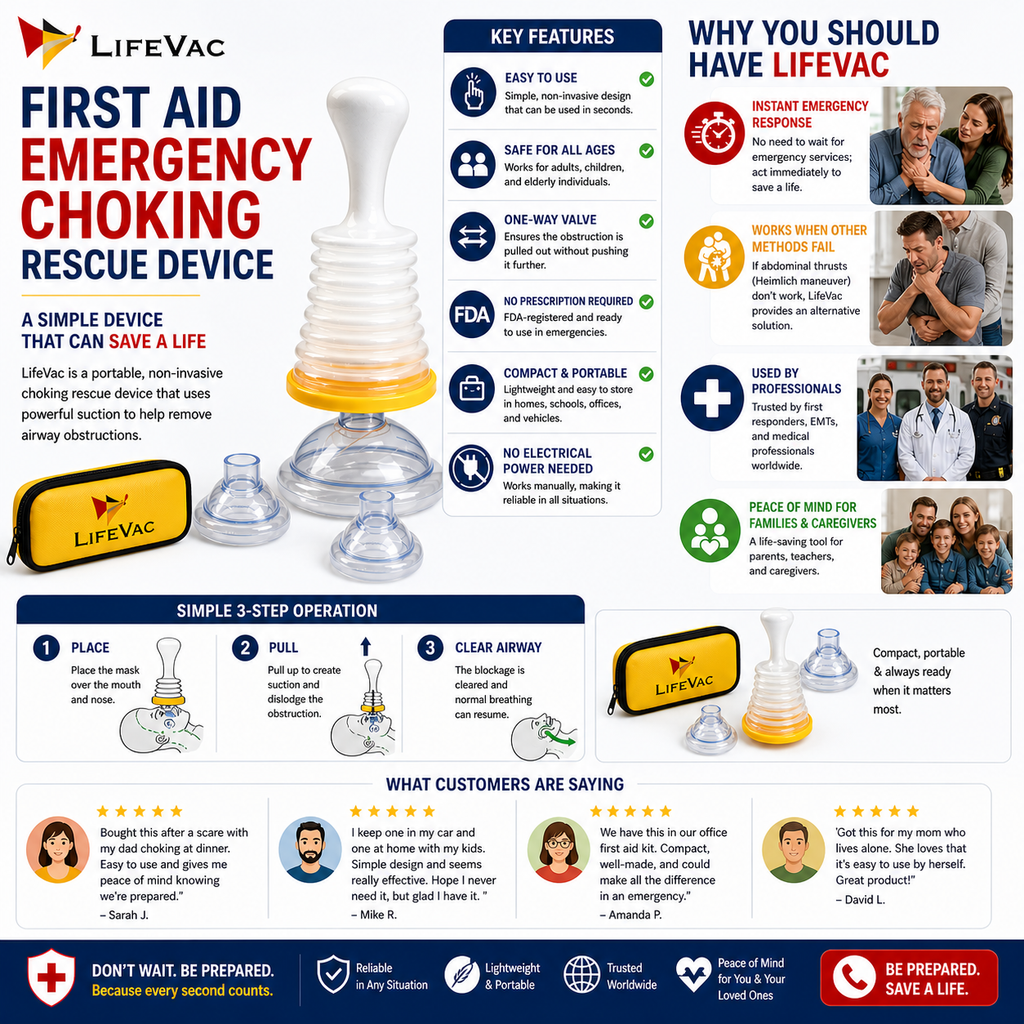 LifeVac First Aid | Emergency Choking Rescue Device for Adults and Children - FitZone360