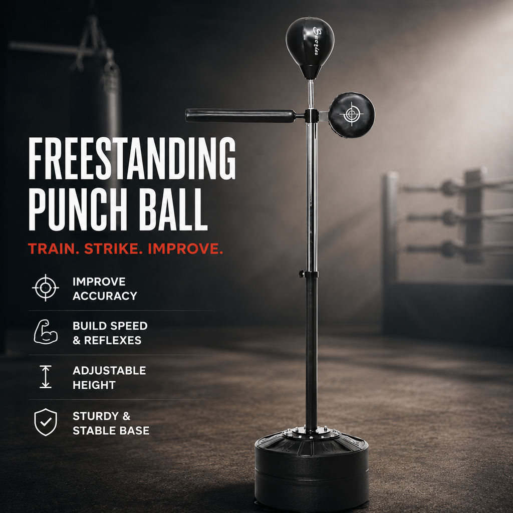 Freestanding Reflex Punch Ball | 360° Spinning Boxing Trainer for Home & Gym Workouts - FitZone360