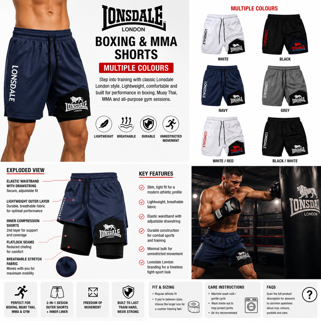 Lonsdale Slim Fit Training Shorts | Lightweight Athletic Performance - FitZone360