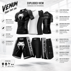 Venum athletic wear set with detailed specifications on a white background