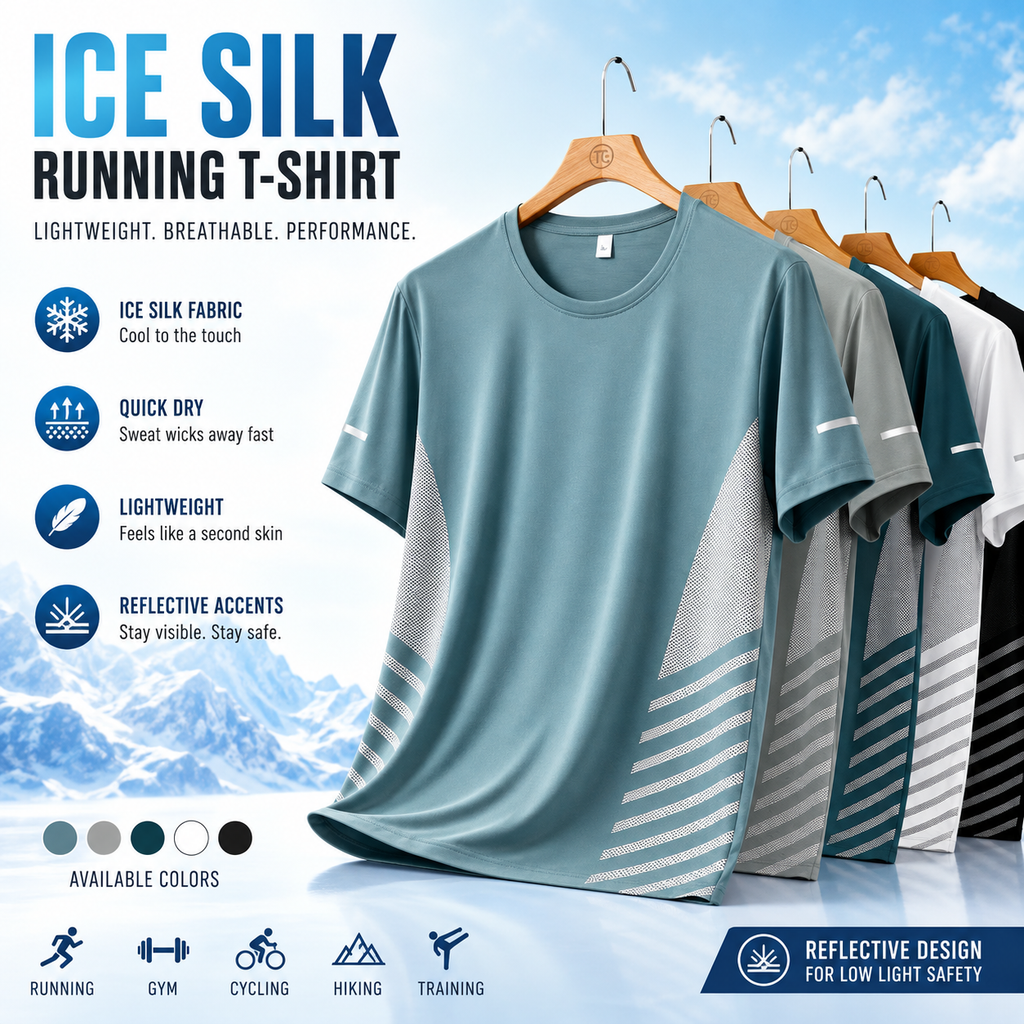 Men's Ice Silk Running T-Shirt | Quick-Dry, Breathable & Reflective Design
