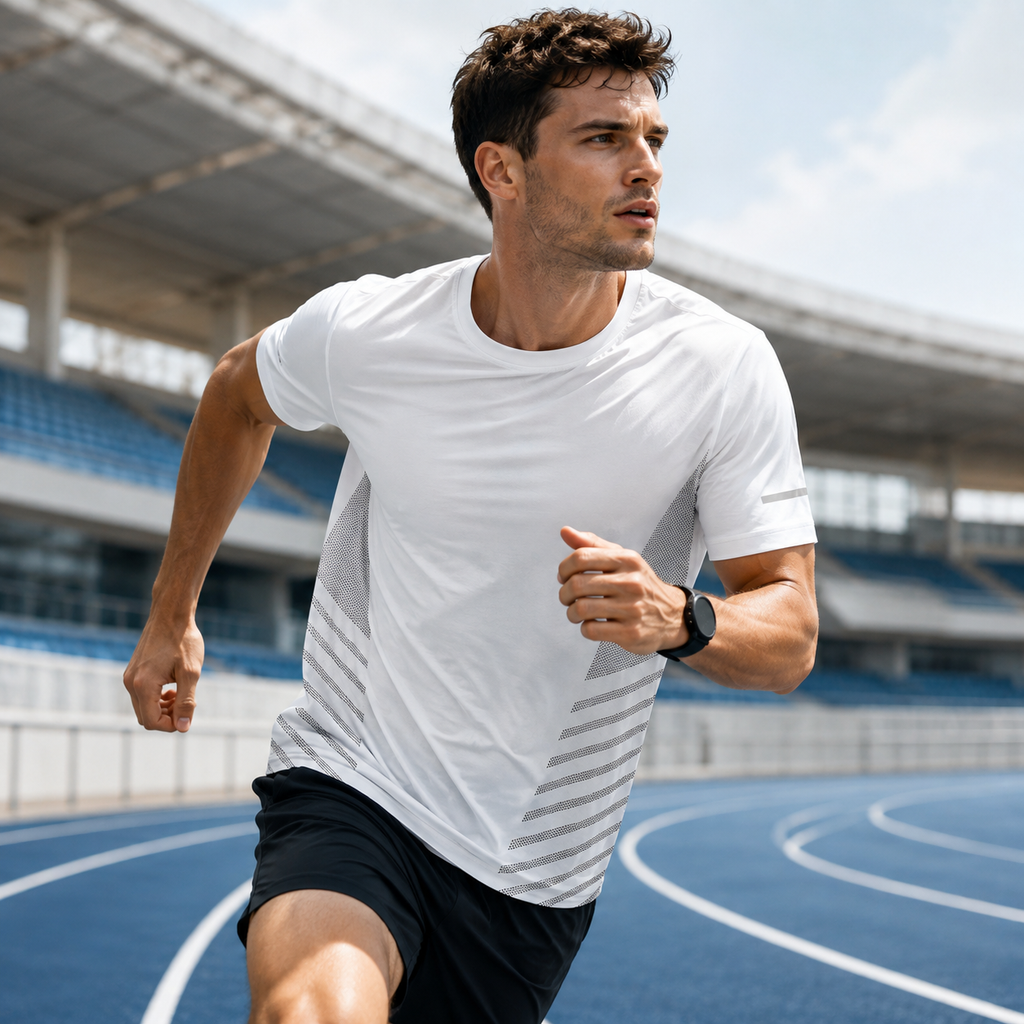 Men's Ice Silk Running T-Shirt | Quick-Dry, Breathable & Reflective Design