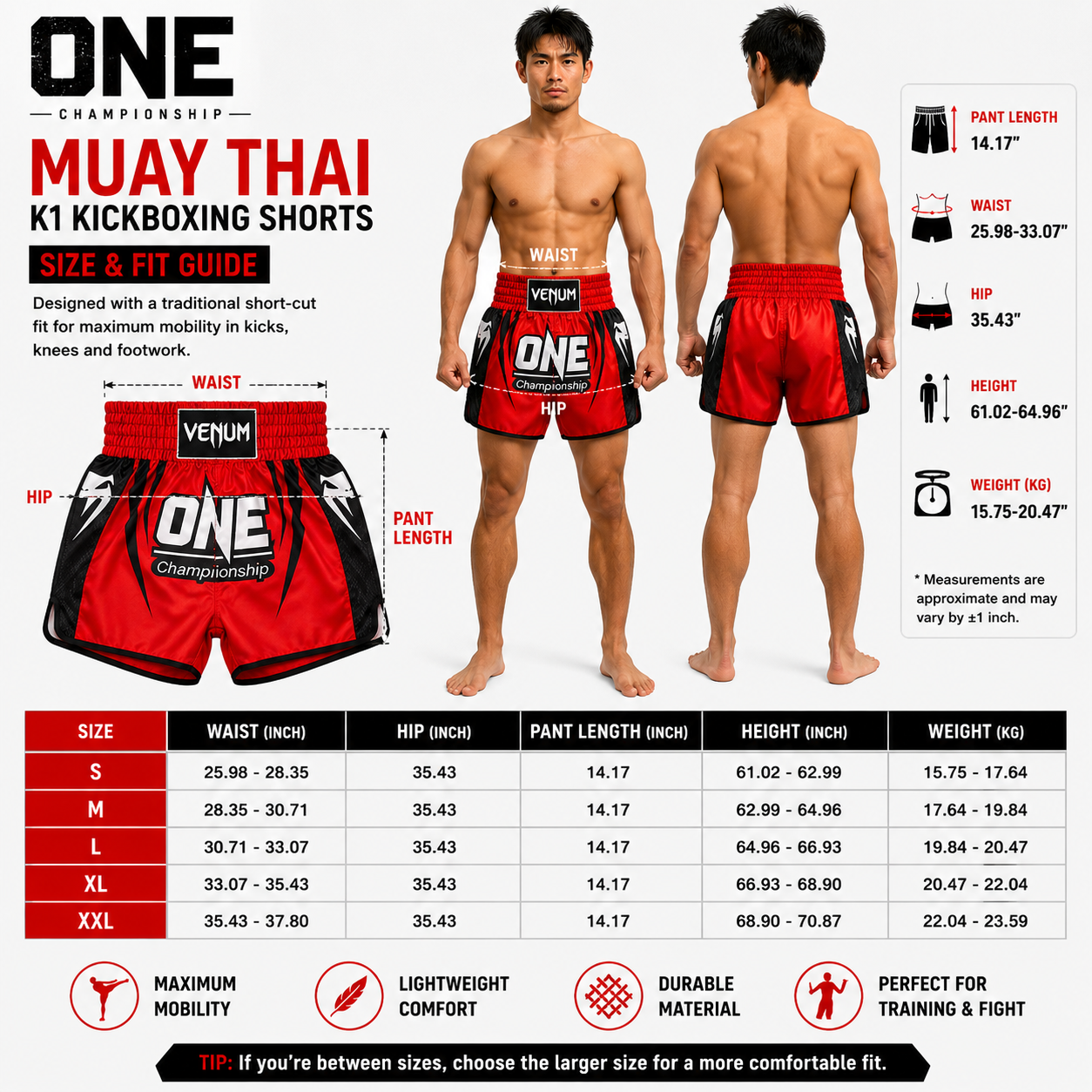 ONE Championship Muay Thai K1 Kickboxing Shorts