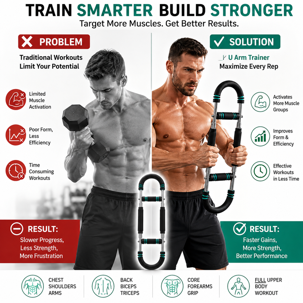 Multifunctional U-Arm Trainer | Upper Body Strength & Muscle Toning Device | 88 Lbs (40KG) Resistance