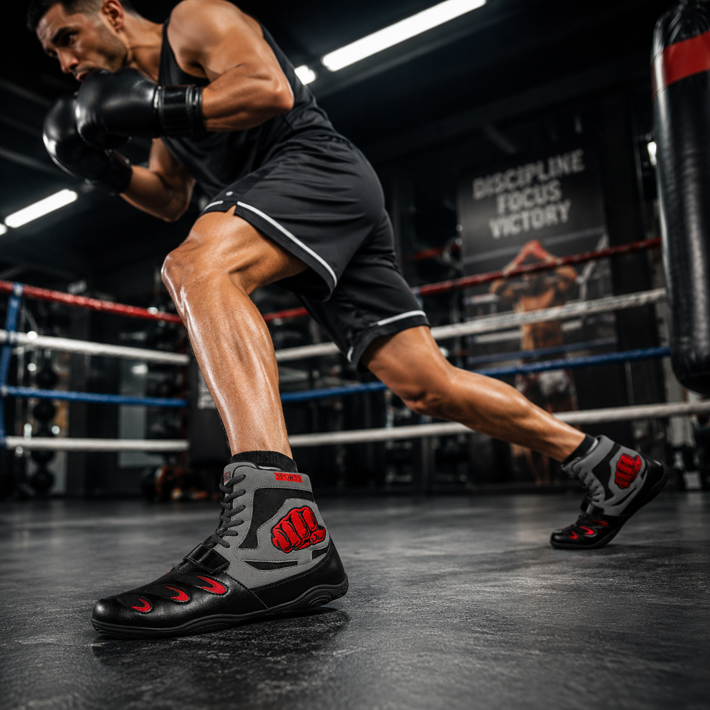 Professional Boxing Shoes | Lightweight High-Top Fight Footwear - FitZone360