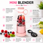 Portable USB Rechargeable Mini Blender & Fresh Fruit Juicer | Smoothie Maker for Travel, Gym & Home | FitZone360