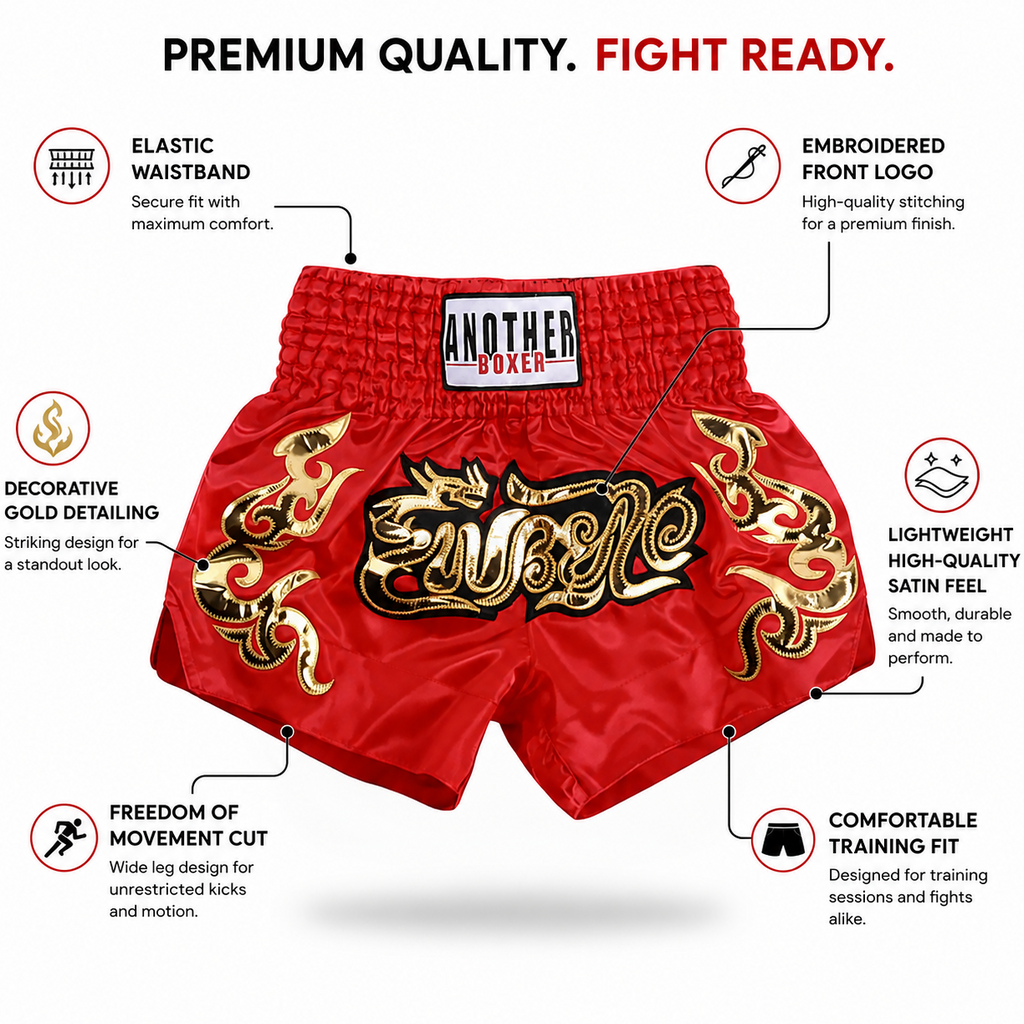 Another Boxer Red Muay Thai Shorts | Thai Boxing Training Shorts