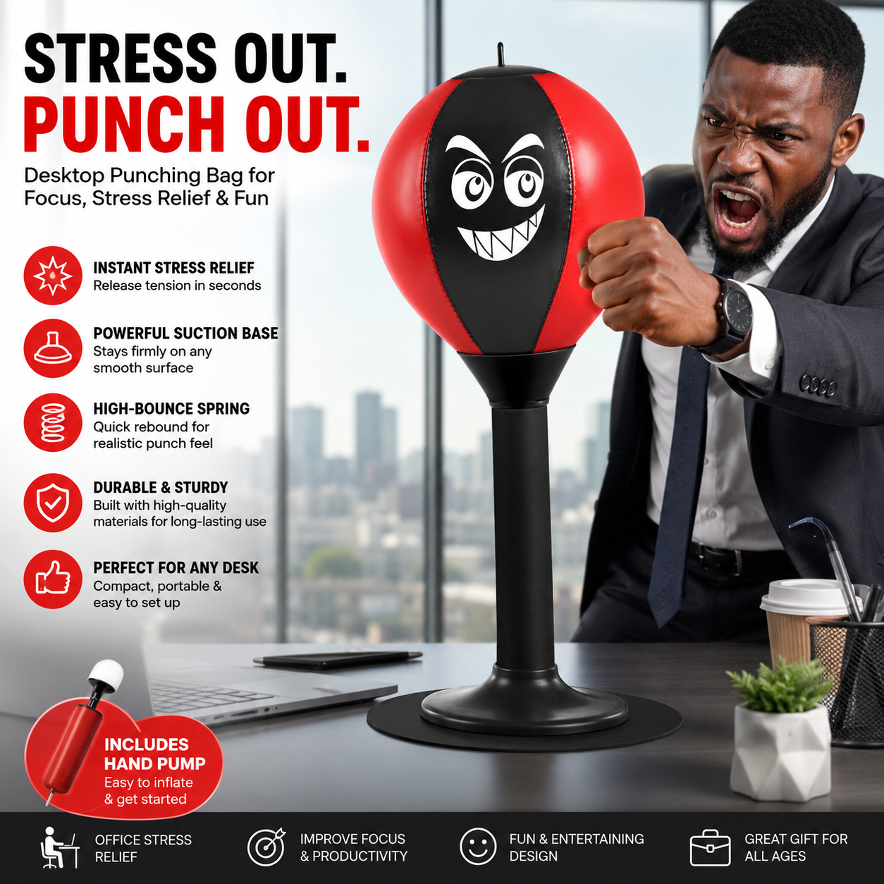 Desktop Boxing Speed Ball Punching Bag Stress Buster
