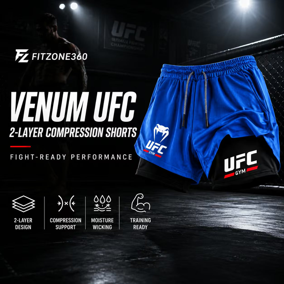 2-Layer MMA Compression Shorts | Muay Thai & Gym Training | SLIM Fit