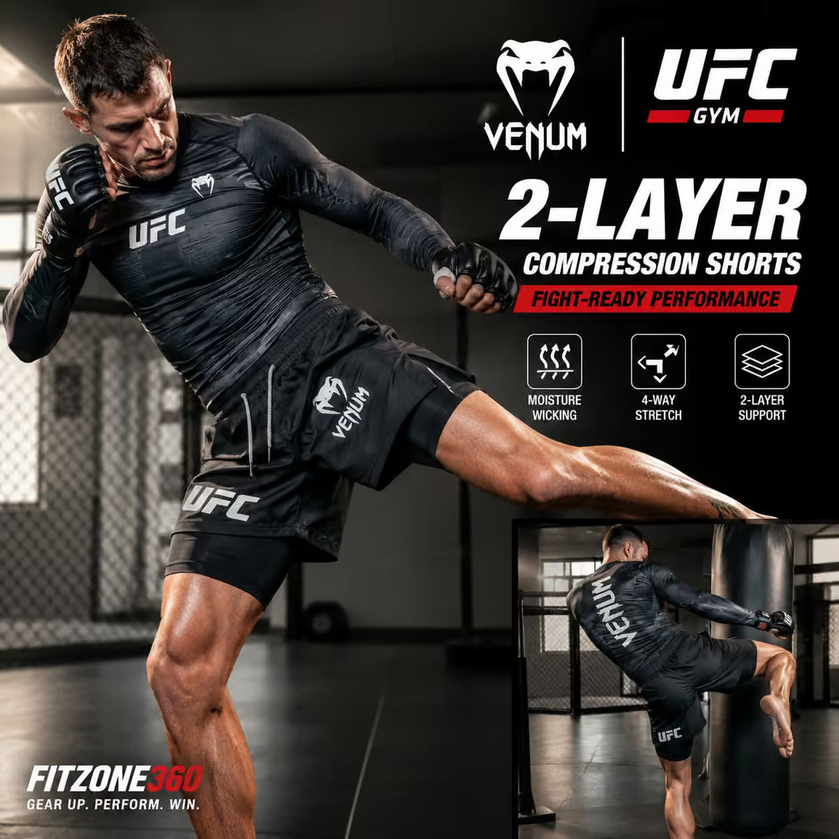 2-Layer MMA Compression Shorts | Muay Thai & Gym Training | SLIM Fit