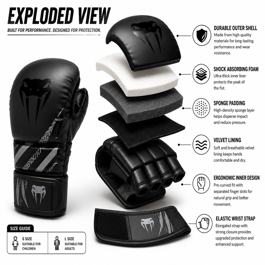Venum MMA 4oz Boxing Gloves | Black & Gold