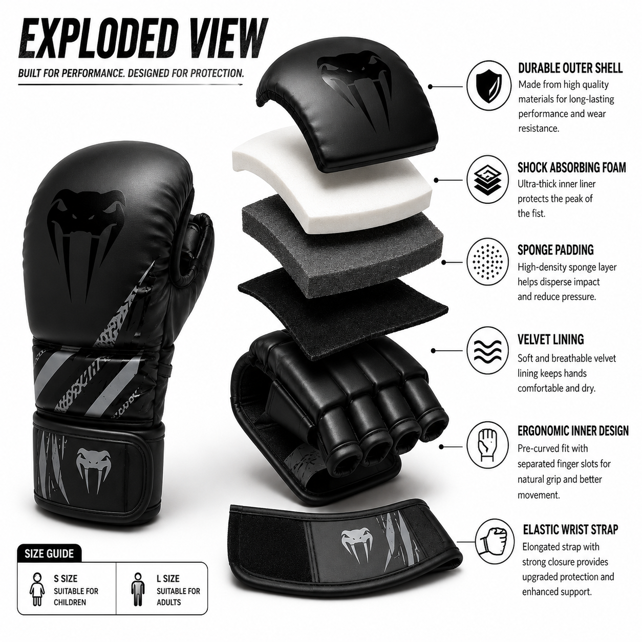 Venum MMA 4oz Boxing Gloves | Black & Gold