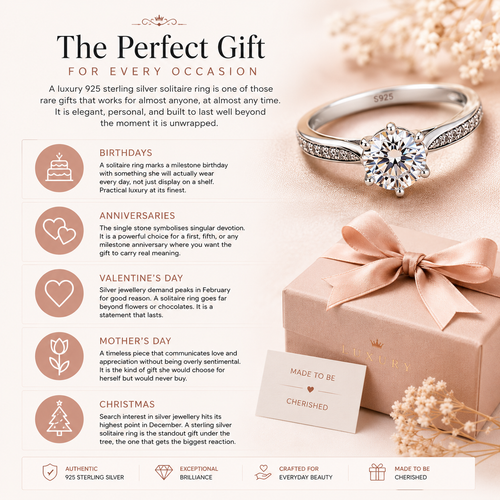 925 Sterling Silver | Classic Solitaire Ring - FitZone360