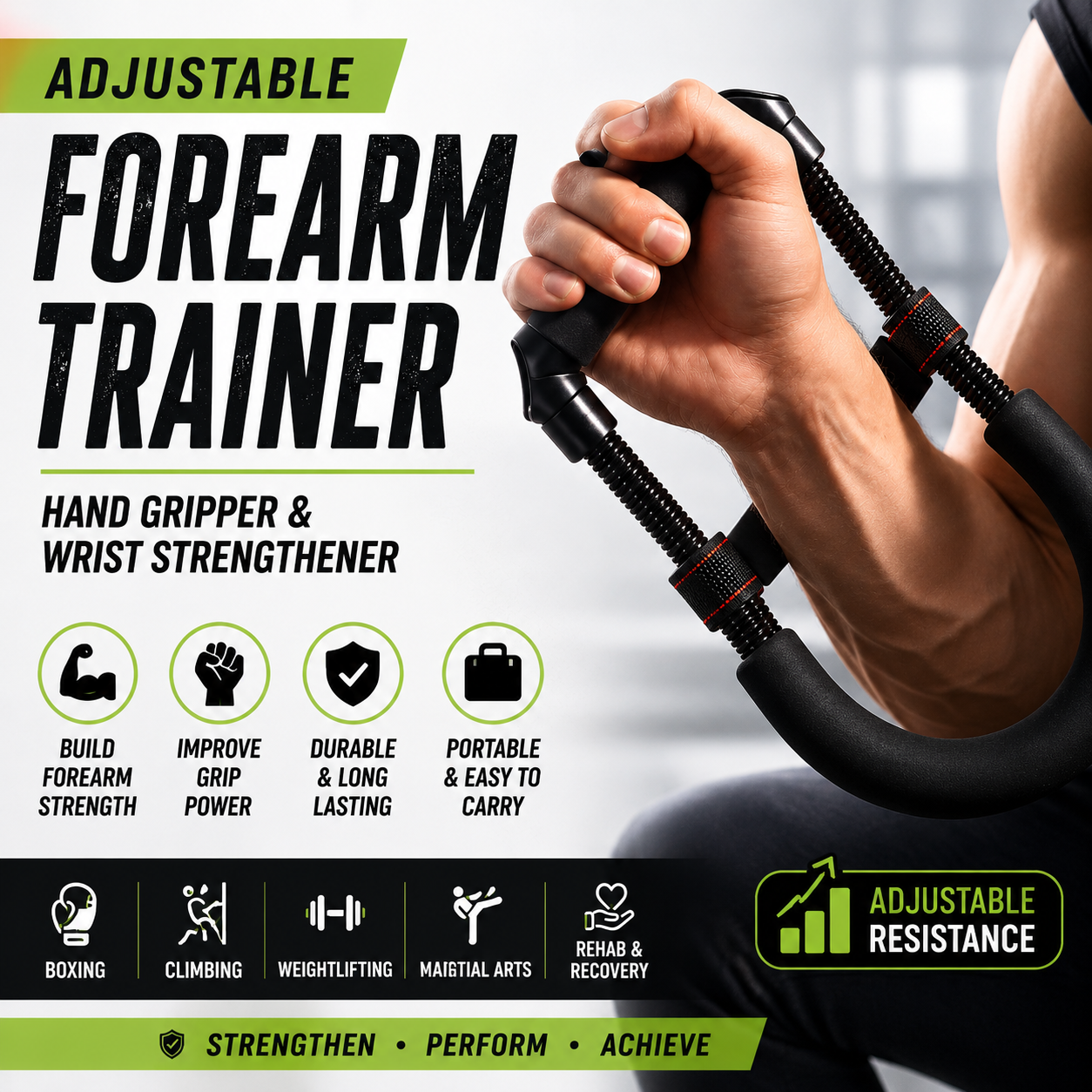 Adjustable Forearm Trainer & Hand Gripper