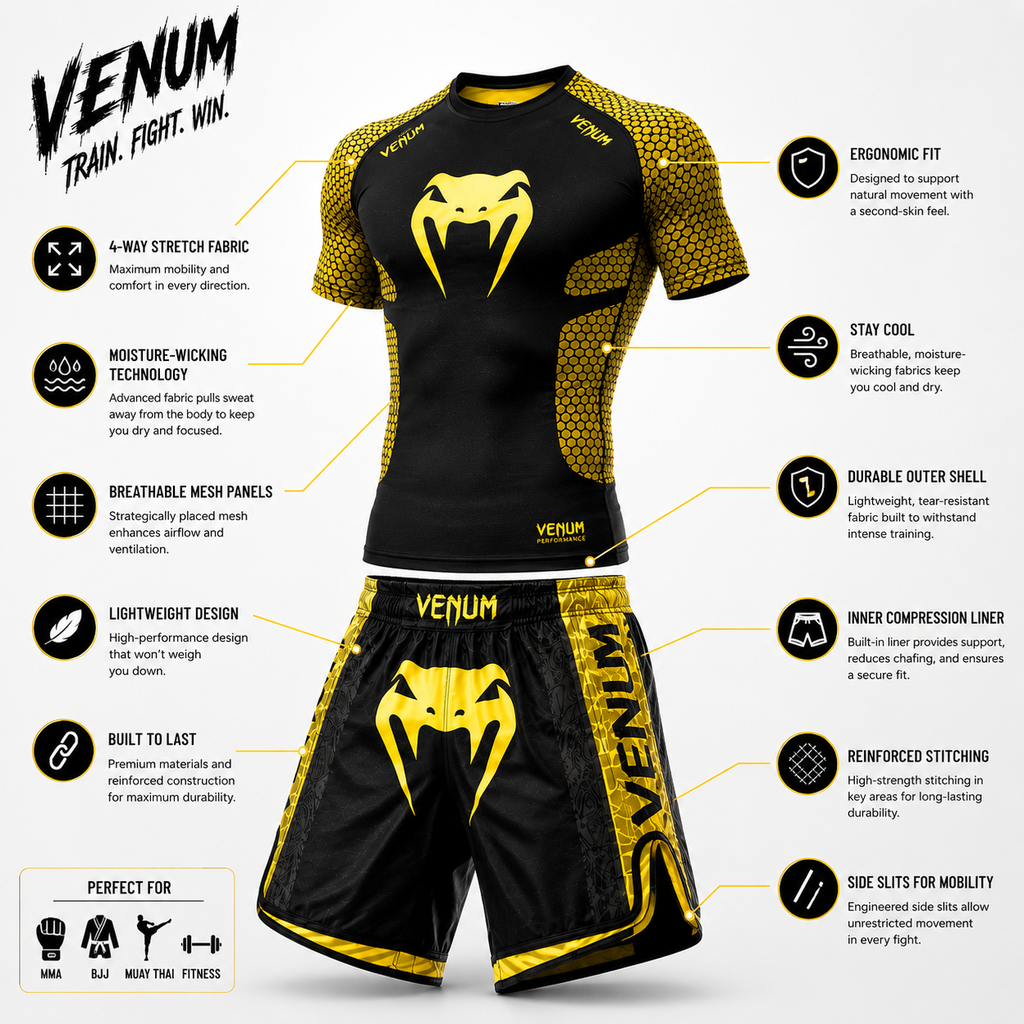 MMA Boxing Muay Thai Shirt & Shorts Set | Quick-Dry Breathable