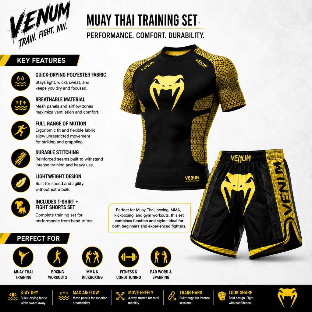 MMA Boxing Muay Thai Shirt & Shorts Set | Quick-Dry Breathable